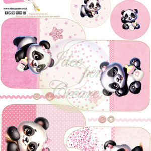 Pannello Microfibra Bavaglini Panda Rosa