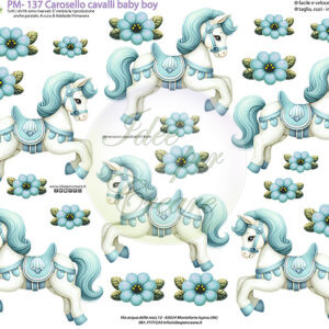 Pannello cm 40x50 Carosello Cavalli baby boy