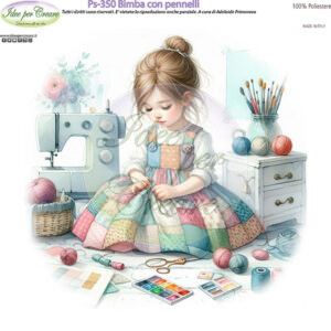 Pannello cm 25x25 Bimba con pennelli