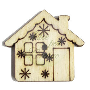 Bottoncini il legno Casetta Natalizia cm 3 (bl 5 pz)