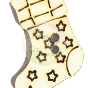 Bottoncini il legno Calza con Stelle cm 3 (bl 5 pz)