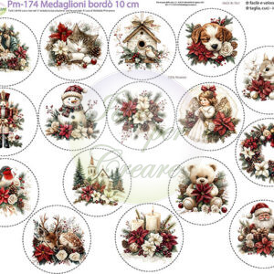 Pannello cm 40x50 medaglioni bordeaux 10 cm