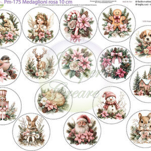 Pannello cm 40x50 medaglioni rosa 10 cm