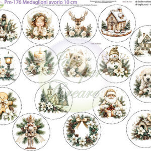 Pannello cm 40x50 medaglioni avorio 10 cm