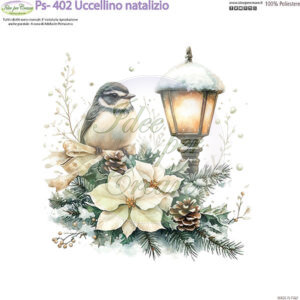 Pannello cm 25x25 Uccellino Natalizio