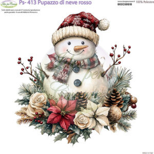 Pannello cm 25x25 Pupazzo di neve rosso