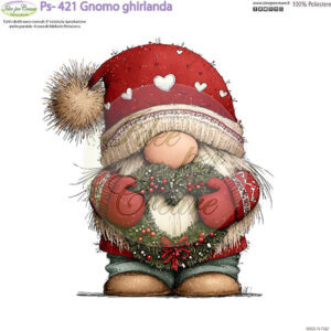 Pannello cm 25x25 Gnomo con  Ghirlanda