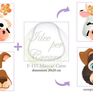 Mattonella in feltro cm 20x20 Mucca/Cane