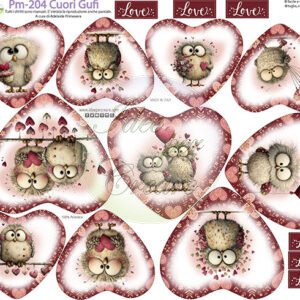 Pannello cm 40x50 Cuori Gufi