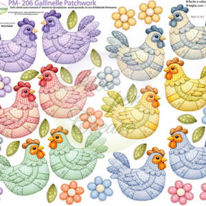 Pannello cm 40x50 Gallinelle patchwork
