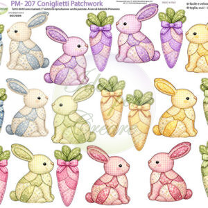 Pannello cm 40x50 Coniglietti patchwork