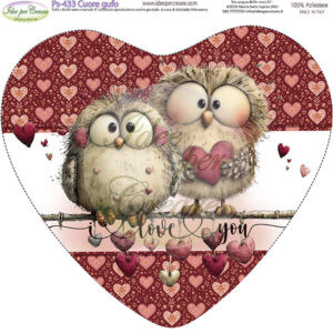 Pannello cm 25x25 Cuori con Gufi