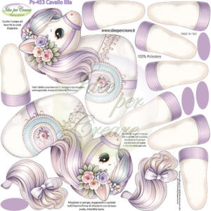 Pannello cm 25x25 Cavallo a dondolo Lilla 2