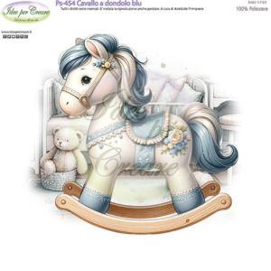 Pannello cm 25x25 Cavallo a dondolo Blu