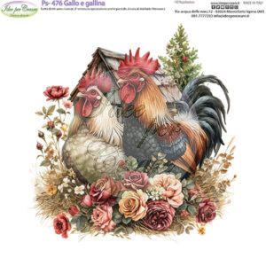 Pannello cm 25x25 Gallo e Gallina