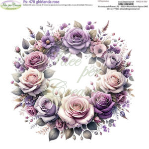 Pannello cm 25x25 Ghirlanda rose