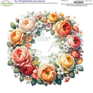 Pannello cm 25x25 Ghirlanda arancio