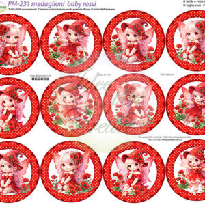 Pannello cm 40x50 Medaglioni baby rossi