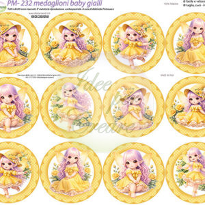 Pannello cm 40x50 Medaglioni baby Gialli