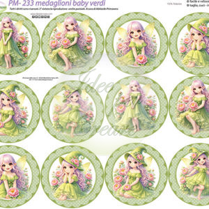 Pannello cm 40x50 Medaglioni baby Verdi