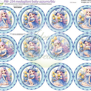 Pannello cm 40x50 Medaglioni baby Azzurri