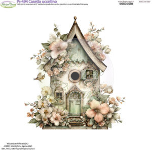 Pannello cm 25x25 Casetta con uccellini