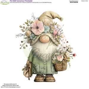 Pannello cm 25x25 Gnomo Floreale