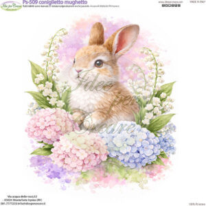 Pannello cm 25x25 Coniglietto con mughetto