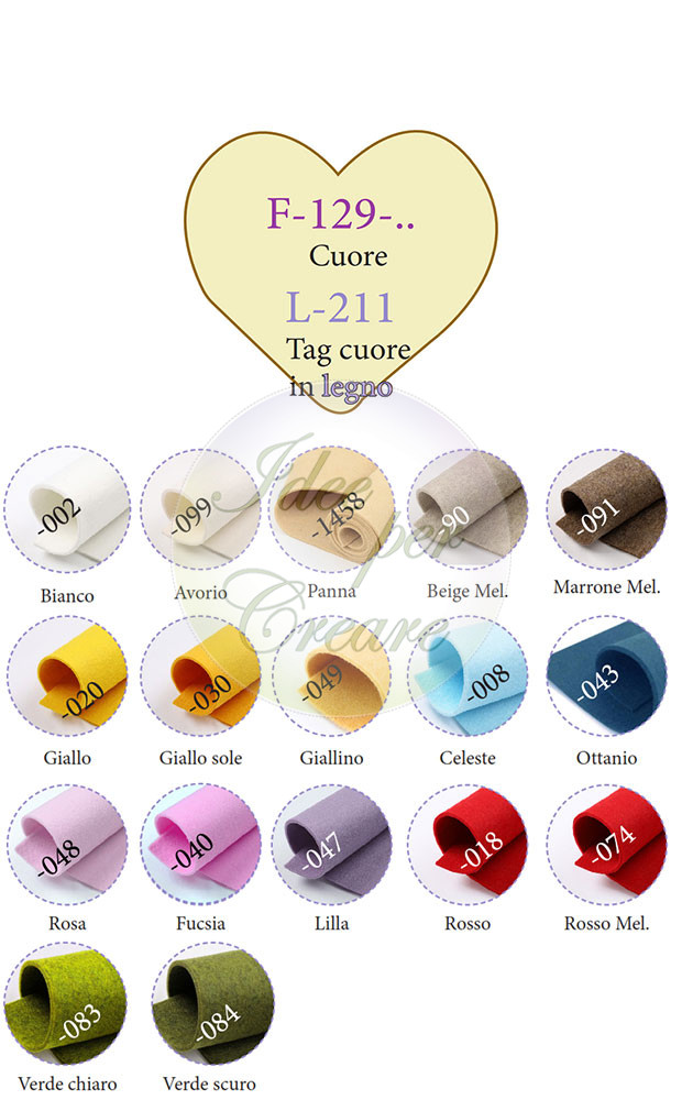 Motivi in feltro Cuore cm 4x4 (blister 5 pz)