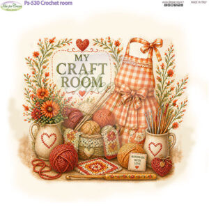 Pannello cm 25x25 Crochet room