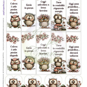 Carta Riso Segnalibri Gufetti