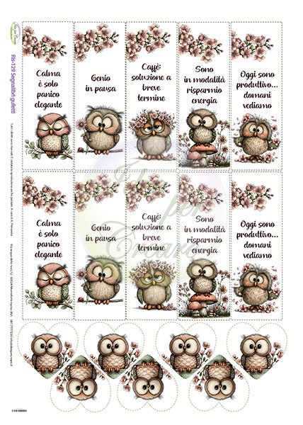 Carta Riso Segnalibri Gufetti