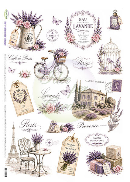 Carta Riso Lavanda Vintage