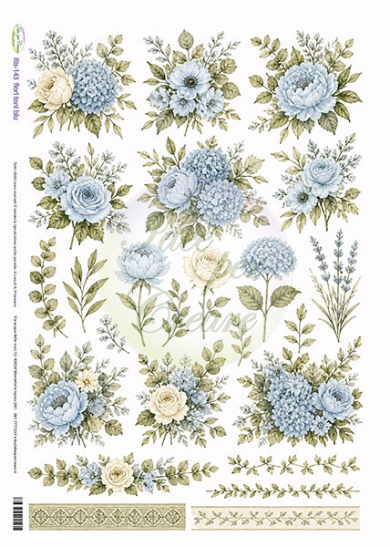 Carta Riso Fiori Blu