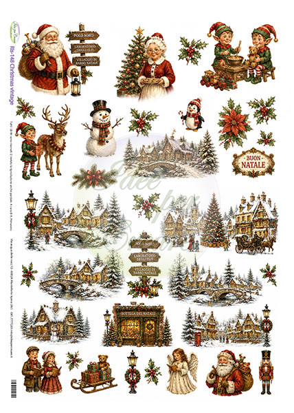 Carta Riso Christmas Vintage