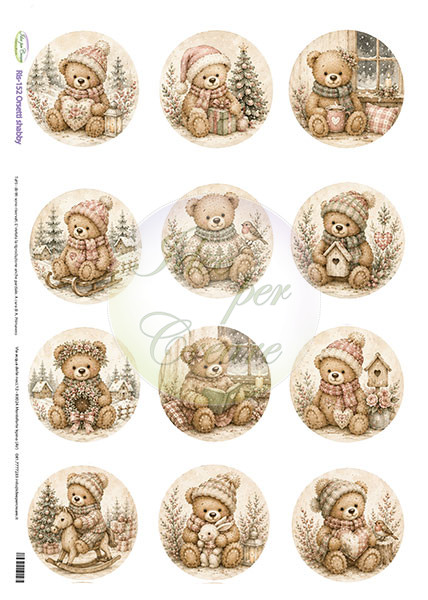 Carta Riso Orsetti Shabby
